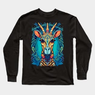 Abstract Psychedelic Giraffe Portrait Long Sleeve T-Shirt